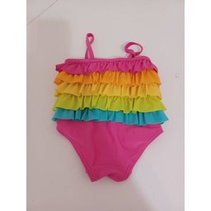 Small Wonders Baby Girl bathing suit size 3-6 months pink multicolored Ruffles